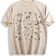 Cowboy Cats and Kittens Western Cowboy Vintage Washed T-Shirt in Beige