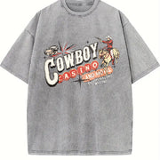Rodeo Retro Western Vintage Washed T-Shirt in Gray