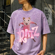 Ratz Meme Rat Vintage Washed T-Shirt in Purple