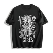 Girls Will Be Girls Medusa Cotton T-Shirt in Black