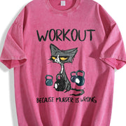 Animal Workout Fitness Suspended Pot Cat 1pc Vintage Washed T-Shirt in Red