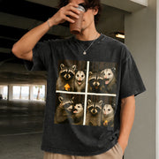 Possum & Raccoon Photobooth Selfie Vintage Washed T-Shirt in Black