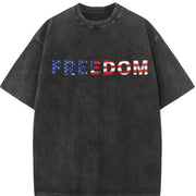 Freedom American Flag Vintage Washed T-Shirt in Black