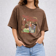 Don't Talk To Strangers vintage washed oversized T-shirt in Brown