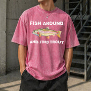 Fish Around and Find Trout Vintage Washed T-Shirt in Red