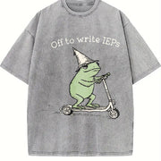 School Psychologist Special Education Counselor IEP Frog Vintage Washed T-Shirt in Gray