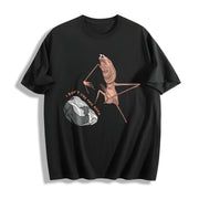 Marcus the Worm Humor Meme Brain Rot Cotton T-Shirt in Black