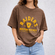 Ilya Rozanov 81-Boston Raiders vintage washed oversized T-shirt in Brown