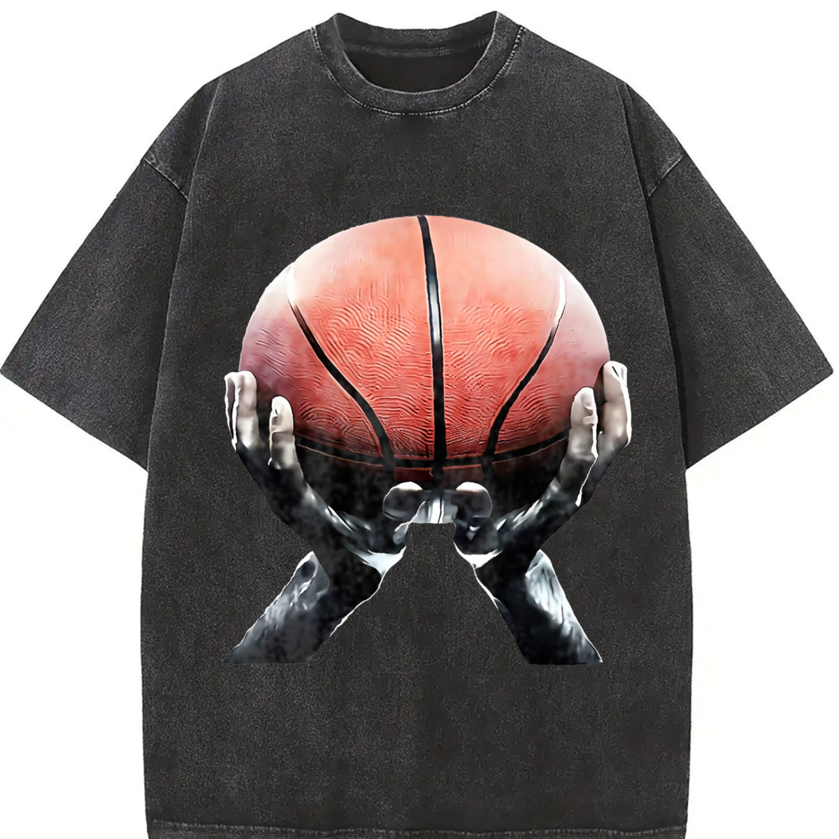 Retro Basketball Tank Vintage Washed T-Shirt in Black