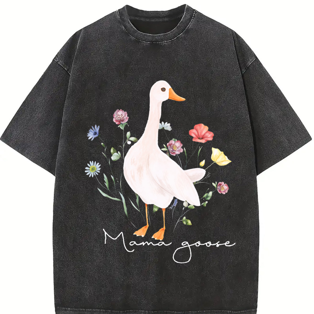 Mama Goose Silly Goose Vintage Washed T-Shirt in Black