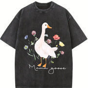Mama Goose Silly Goose Vintage Washed T-Shirt in Black