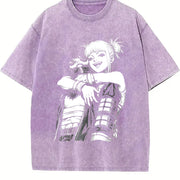 Dabi x Toga My Hero Academia Anime vintage washed oversized T-shirt in Purple