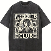 Weird Girls Club Vintage Washed T-Shirt in Black