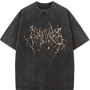 Thorny Branch Grunge Vintage Washed T-Shirt in Black