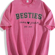 Custom Bestie Personalized Bestie Vintage Washed T-Shirt in Red