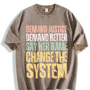 Demand Justice Renee Nicole Good Anti Ice Vintage Washed T-Shirt in Brown