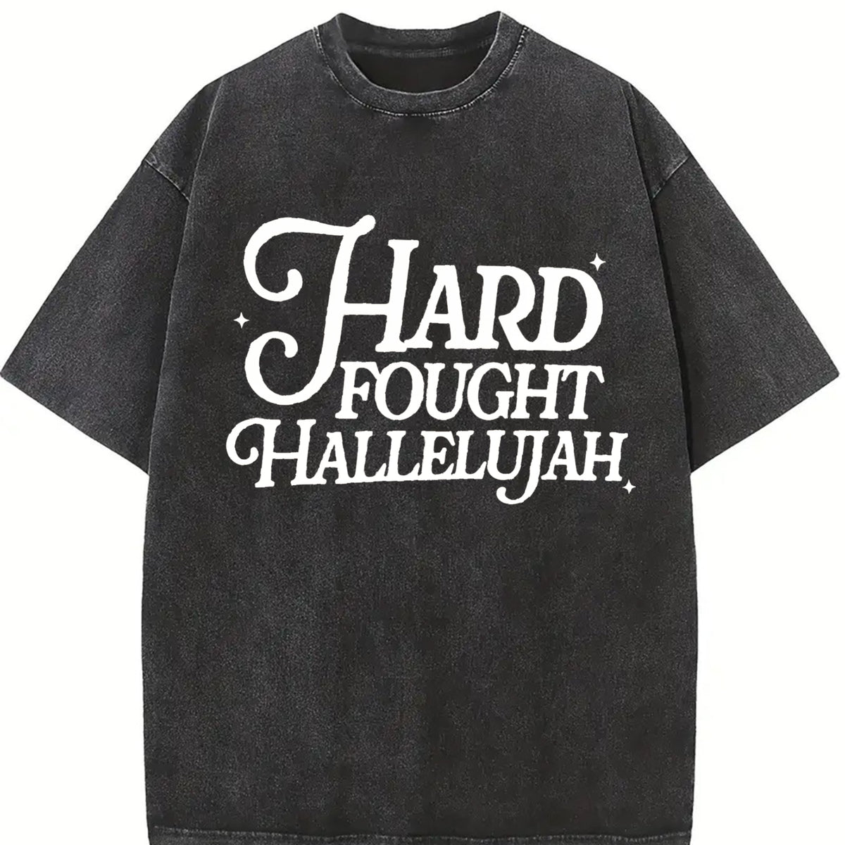 Hard Fought Hallelujah Vintage Washed T-Shirt in Black