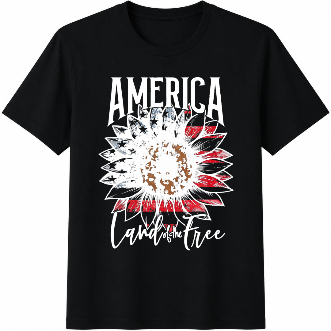America Land of Free Cotton T-Shirt in Black