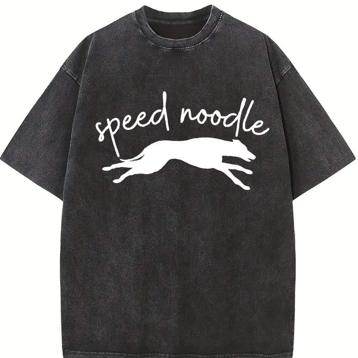 Speed Noodle Greyhound Lover Vintage Washed T-Shirt in Black