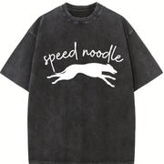 Speed Noodle Greyhound Lover Vintage Washed T-Shirt in Black