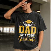 Dad Senior 2026 Proud Dad of a Class of 2026 Graduate Vintage Washed T-Shirt in Black