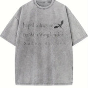 Xaddy Xaden Fourth Wing Iron Flame vintage washed oversized T-shirt in Gray
