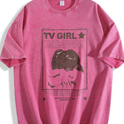 Tv Girl Lovers Rock Song 90s Vintage Washed T-Shirt in Red