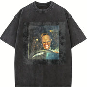 Angry Glam Doll Driving Vintage Washed T-Shirt in Black