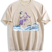 Distressed with Fun. Stylish Vintage Washed T-Shirt in Beige