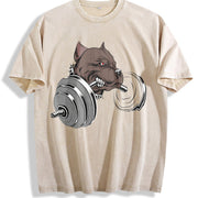 Weightlifting Wolf Vintage Washed T-Shirt in Beige