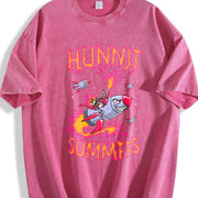 Hunnit Summers Vintage Washed T-Shirt in Red