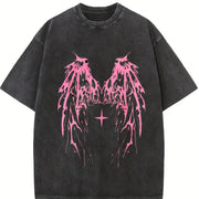 Angel Wings Y2K vintage washed oversized T-shirt in Black
