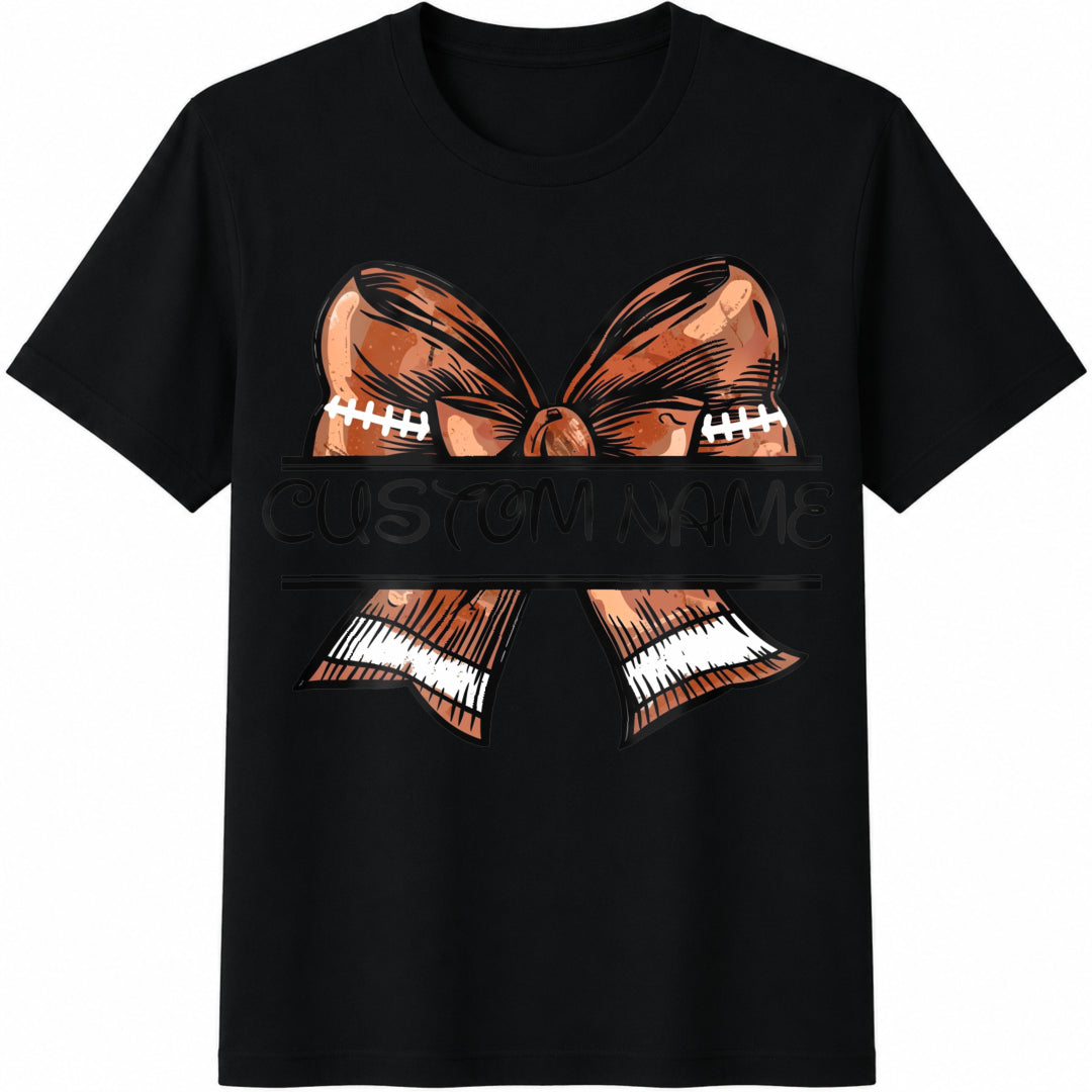Personalized Football Mom Cotton T-Shirt in Black