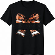 Personalized Football Mom Cotton T-Shirt in Black