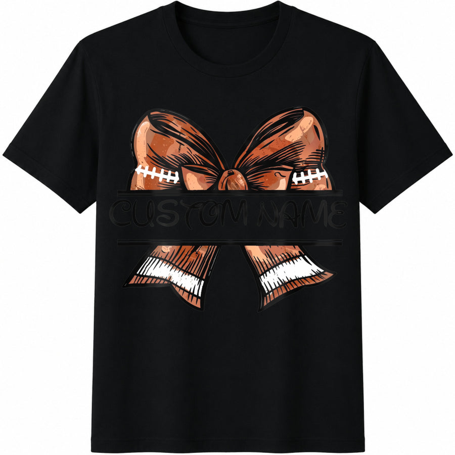 Personalized Football Mom Cotton T-Shirt in Black