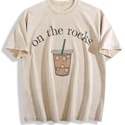 Coffee Iced Coffee Lover Vintage Washed T-Shirt in Beige