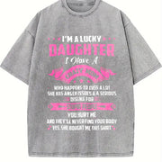 Lucky Daughter for Mom Vintage Washed T-Shirt in Gray