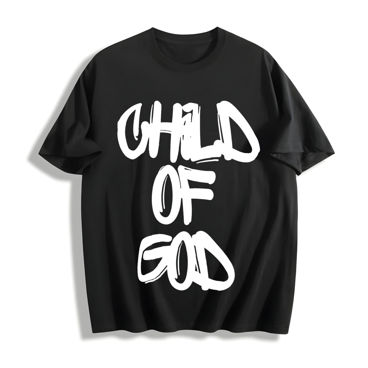 Shoulder1 Piece Batik Retro Brand Cotton T-Shirt in Black