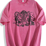 Retro UFO Desert 90s Vintage Washed T-Shirt in Red