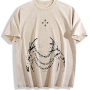 Chain of Judgement Kurapika Hunter x Hunter Anime vintage washed oversized T-shirt in Beige