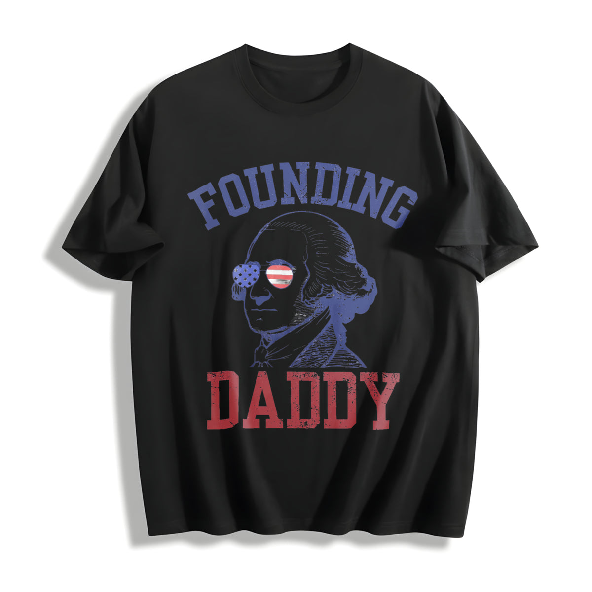 4th of July George Washington Cotton T-Shirt in Black