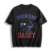 4th of July George Washington Cotton T-Shirt in Black