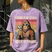 Fathers Day Bigfoot Vintage Washed T-Shirt in Purple