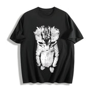 Sad Meme Cat Animal Cotton T-Shirt in Black