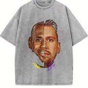 Bron And Luka LA Basketball vintage washed oversized T-shirt in Gray