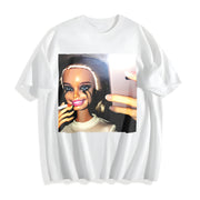Glam Doll Selfie Cotton T-Shirt in White