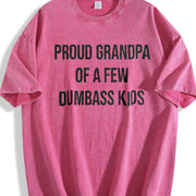 Proud Grandpa of a Few Dumbass Kids Sarcastic Family Vintage Washed T-Shirt in Red