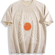 Retro Orange Sunburst vintage washed oversized T-shirt in Beige
