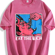 Eat the Rich Vintage Washed T-Shirt in Red