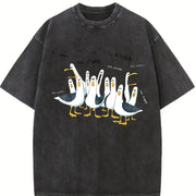 Custom Seagull Teacher Vintage Washed T-Shirt in Black